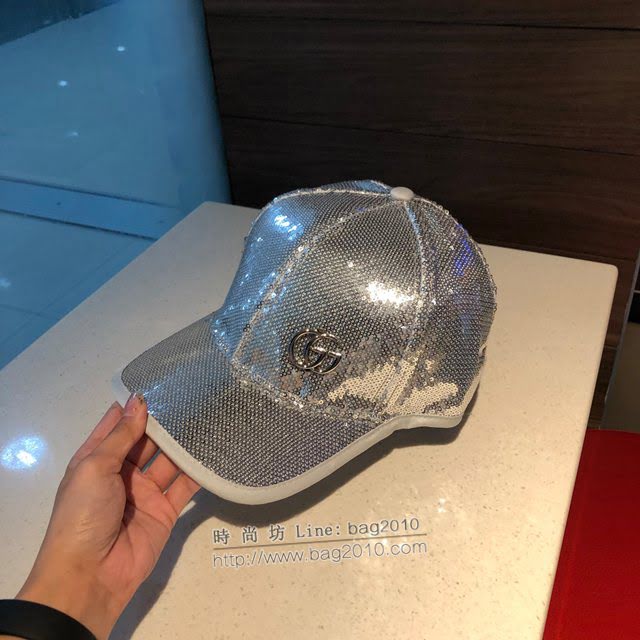 Gucci帽子 古馳包邊雙G閃片棒球帽鴨舌帽  mm1470